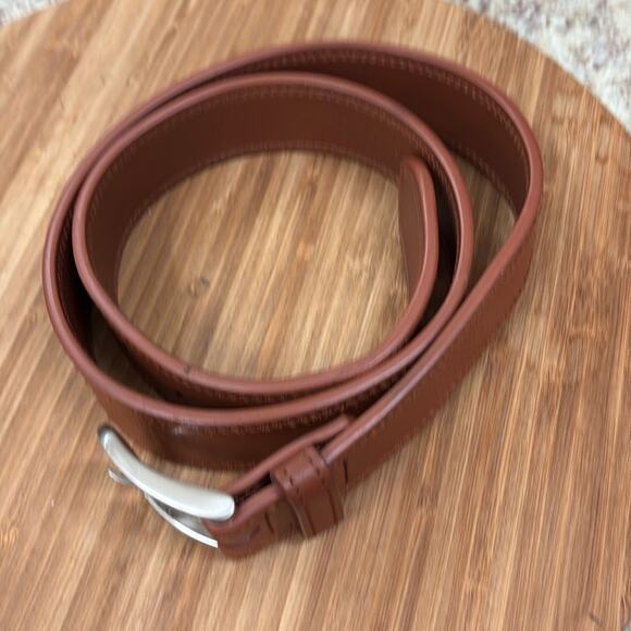 Shinola Detroit Tan Leather Size 34 Belt with Silver Buckle - Picture 5 of 7